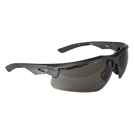 Radians Thraxus, Safety Glasses, Anti-Scratch, Smoke Lens, Gun Metal Frame, Half-Frame, 1 PR TXM6-20ID
